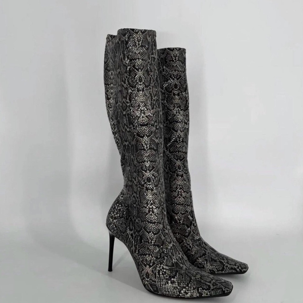 Casadei 90s Leather Python Snakeskin Square-toe S… - image 2